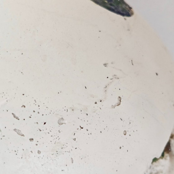 Image 1 of Vintage tafellamp uit de jaren 70 in de stijl van een ruimteschip met UFO's en planeten, gemaakt van gips en glas.