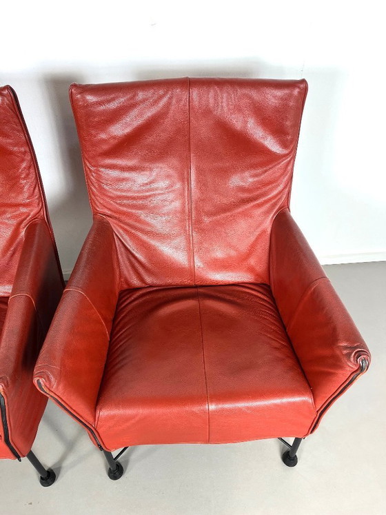 Image 1 of 2 Postmodern leather Charly armchairs by Gerard van den Berg for Montis, 1980s.