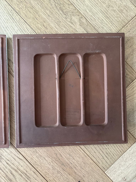 Pair of Ceramano REA Ceramic Wall Plaques, Rare Blue Colourway, West Germany, 1970s, Decorative Objects (photo 8 of 15)