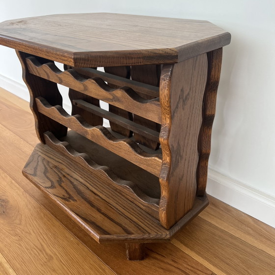 Vintage Brutalistisch Massief Eiken Wijnrek Jaren 60/70 – Wood (photo 3 of 8)
