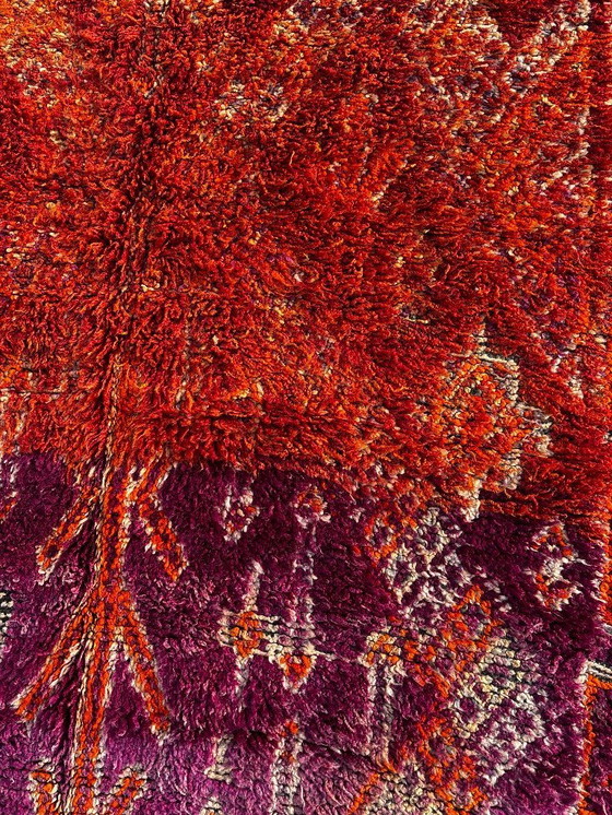 Image 1 of Zeldzaam vintage Marokkaans Boujad-tapijt 170x350 cm – Handgemaakt Berber wollen tapijt