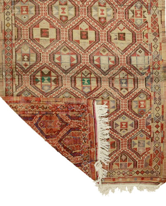 Tappeto turco vintage Usak Kilim 300x160 cm – Tessuto a mano in lana con motivo geometrico, tessitura piatta (photo 9 of 10)