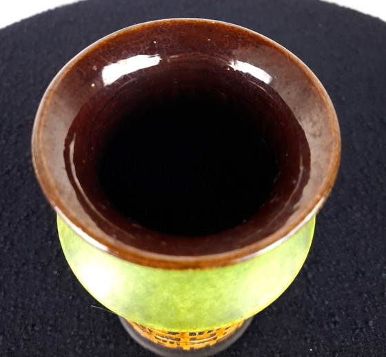 Image 1 of Vintage Bay ceramic vase 1970s West Germany brown green
