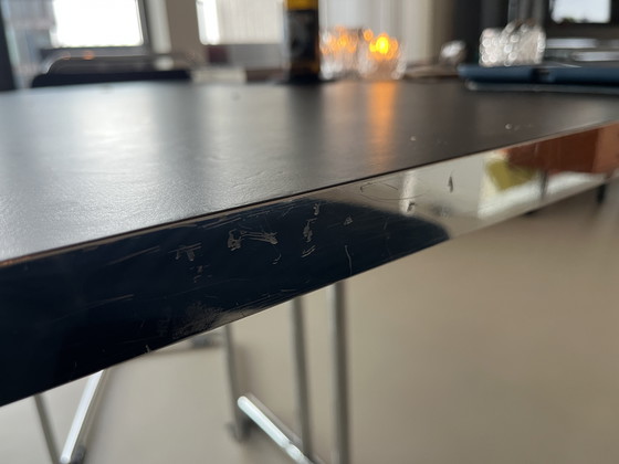 Image 1 of Table de salle à manger Tara avec plateau en linoléum noir