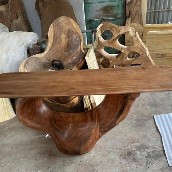 Image 1 of Handcrafted Wood Frame Sofa Mid Century Sofa Handmade Wooden Daybed Organic Design Furniture for Living Room Decor