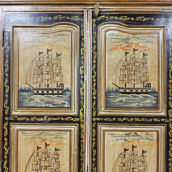 Image 1 of Vintage Indian sideboard (nautical/ships) bohemian/colonial/oriental wardrobe
