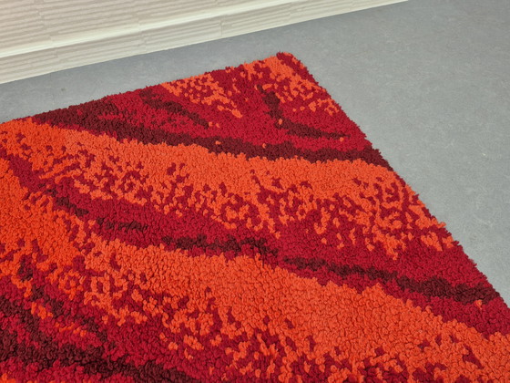 Image 1 of Vintage red marbled rug. Smyrna hand-knotted rug.