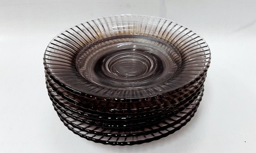 6 x Vintage-Dessertteller aus lila Glas