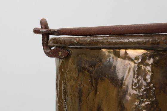Image 1 of Large Antique Hand-Hammered Copper Kettle, France, 19th Century