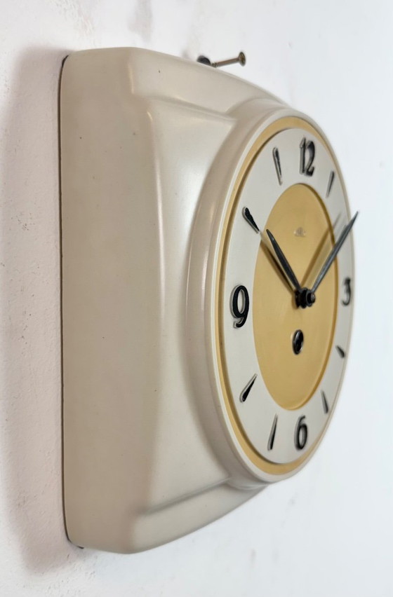 Image 1 of Vintage Beige Bakelite Wall Clock from Prim, 1950s