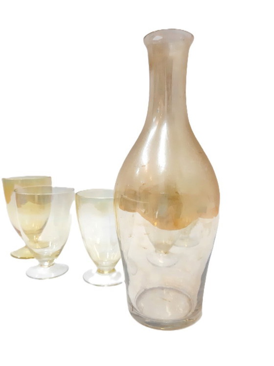 Image 1 of Golden dreams glass 70's era - set of 5 glasses with a bottle