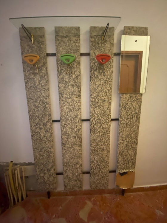 MCM 1960s–70s Skai Hall Coat Rack with Heart Hooks & Mirror – Glass (photo 3 of 6)