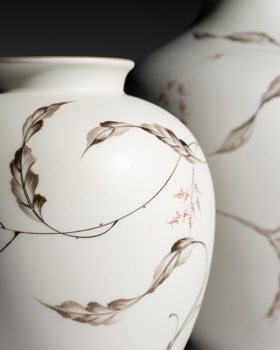 Image 1 of Rosenthal Fritz von Stockmayer Vase Duo Seidenglasur Handbemalt Signatur 2WW