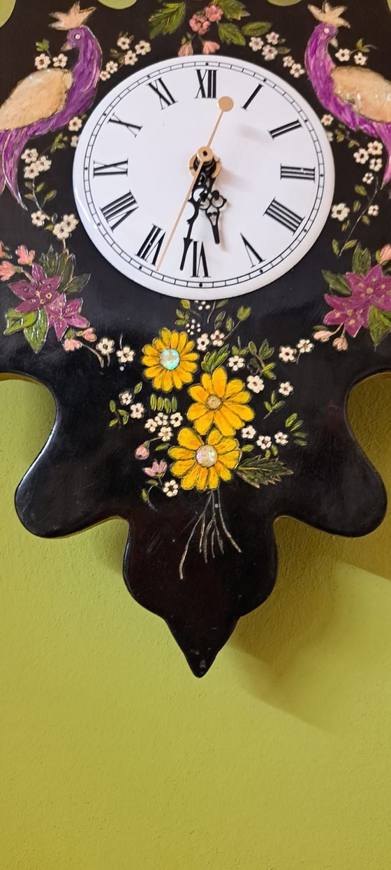 Vintage wandklok, Klokken, Hout, Metaal, Zwart (foto 4 van 10)