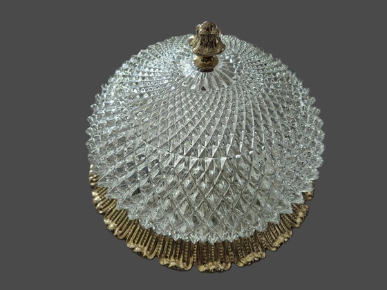 Image 1 of Glashütte Limburg Plafoniere Pressglas Vintage Ceiling Lamp Retro