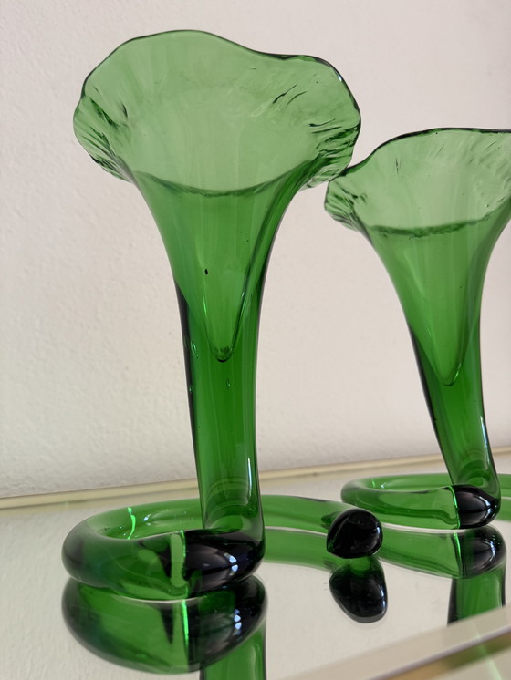 Image 1 of Vases cornet verre soufflé années 60