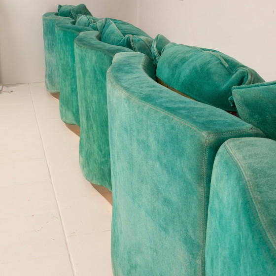 Set van 4 Stropiccio Fauteuils van Luciano Frigerio voor Frigerio di Desio, 1970 – Modulaire banken, Suede (photo 10 of 18)