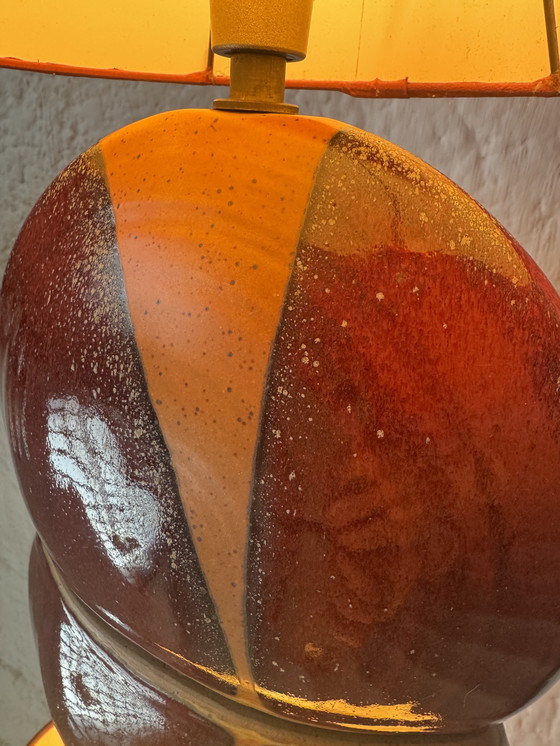 Image 1 of Handgemaakte lamp van keramiek en zijde uit de jaren 90