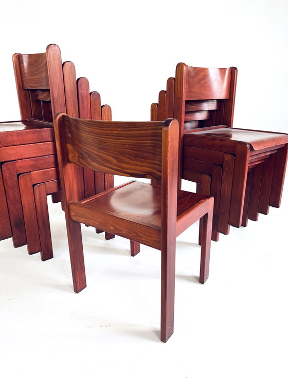 Image 1 of 10x Vintage Plywood Stapelstoel ‘60