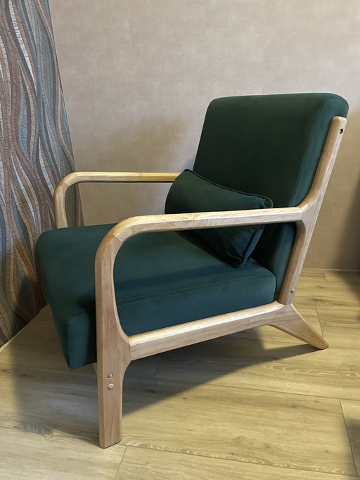 Fauteuil Woood Mark Velvet Vert