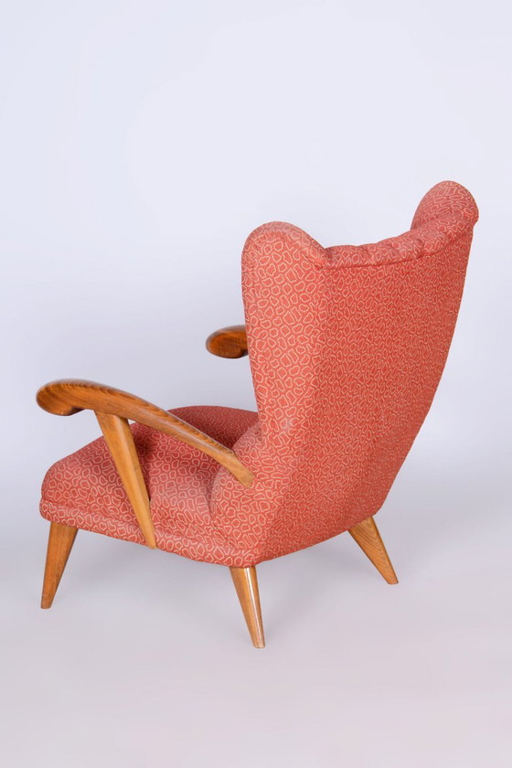 Gerestaureerde art-deco fauteuil, beukenhout, Tsjechië, jaren 1930 – Jan Vaněk, Textile, Wood (photo 9 of 10)