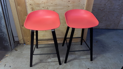 2x HAY AAS32 Barkrukken - Rood/Zwart - 65 cm