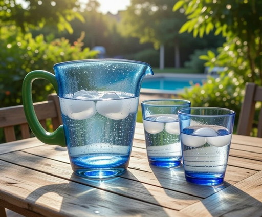 Wunderschönes Villeroy & Boch Serra Blue Set aus Krug und Gläsern