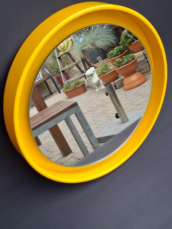 Image 1 of Miroir vintage unique de style spatial, en bois de Nebu Holland ! 40 cm