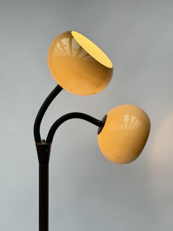 Image 1 of Vintage Brown Floor Lamp by Dijkstra - Dutch Design Mushroom Lamp, Space Age Classic