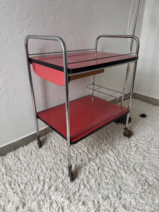 Image 1 of Rolling Formica Sideboard 60s