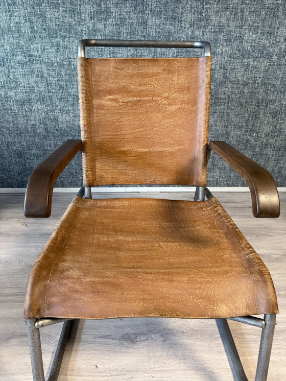 Image 1 of Vroege Bauhaus fauteuil met hoge rugleuning Veha, Den Haag, jaren 30