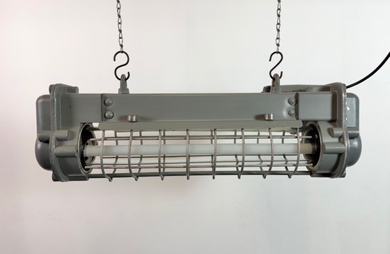 Image 1 of Grijze industriële hanglamp met buisconstructie van Elektrosvit, jaren 70.