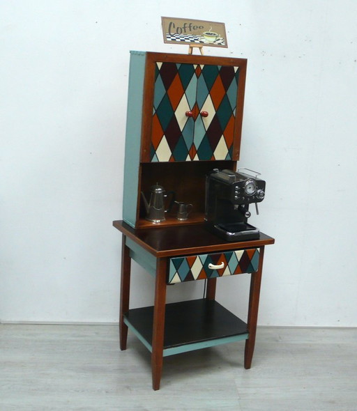 Mueble de cocina, barra de café, barra de casa, armario de especias, pieza única, estilo shabby antiguo, estilo casa de campo