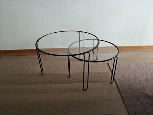 Set of vintage glass coffee tables / nesting tables – Italian design