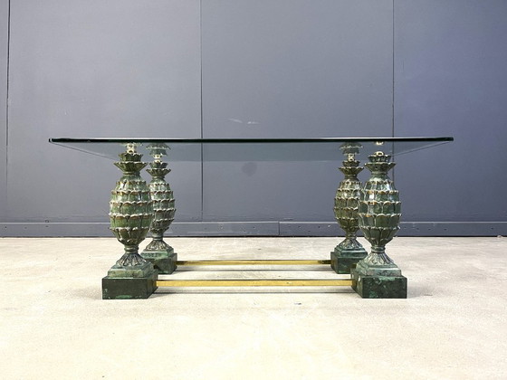 Image 1 of Mesa de centro de piña de latón, década de 1970