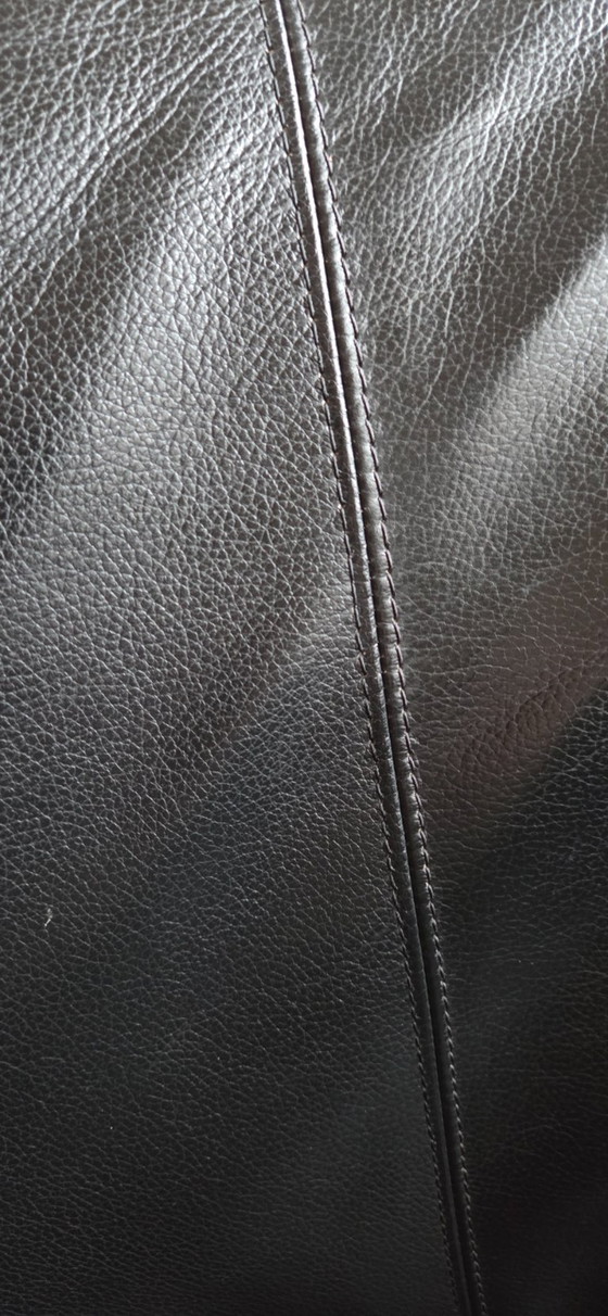 Vladimir Kagan stijl Nautilus reproductie., Possibly Weiman., Fauteuils, Leer, Zwart, Vintage (foto 13 van 15)