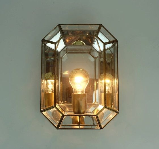 Image 1 of 1970s 1980s SCONCE wandlamp manfred fenske leuchten glass mirrored glass metal