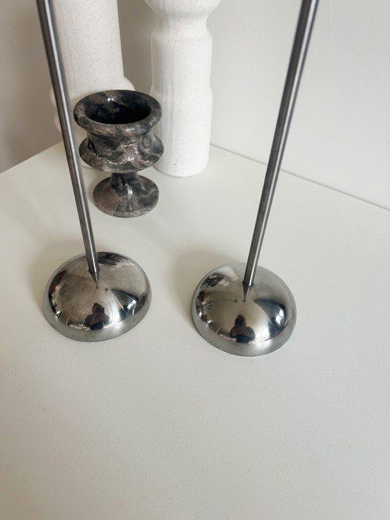 Image 1 of Set di 2 candelabri vintage IKEA della collezione Stockholm, disegnati da Ola Wihlborg negli anni '80.