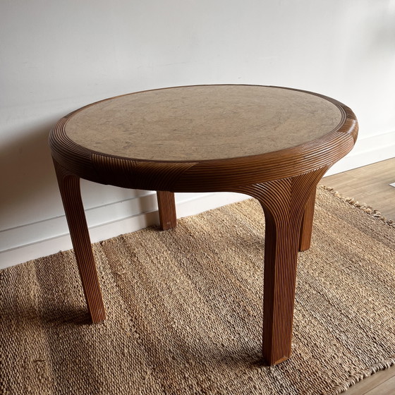 Image 1 of Vivai del Sud rotan eettafel met marmeren blad — Italy, ca. 1970s