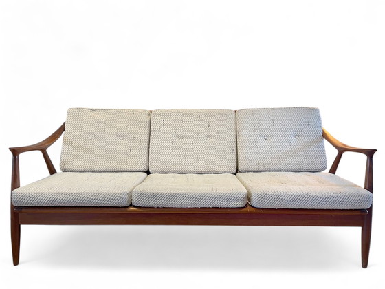 Image 1 of 3-Sitzer-Sofa aus Teakholz von Frederik Kayser aus der Möbelfabrik Vatne
