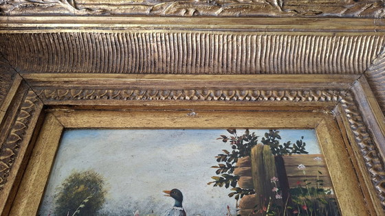 Image 1 of Topstuk: Authentieke Jan Hendrik Verburgh – "Familie Eenden" – Monumentale 19e-eeuwse Biggs & Sons Lijst