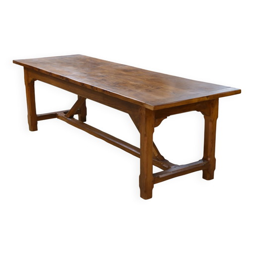 Large farmhouse table in solid elm from the 1950s.