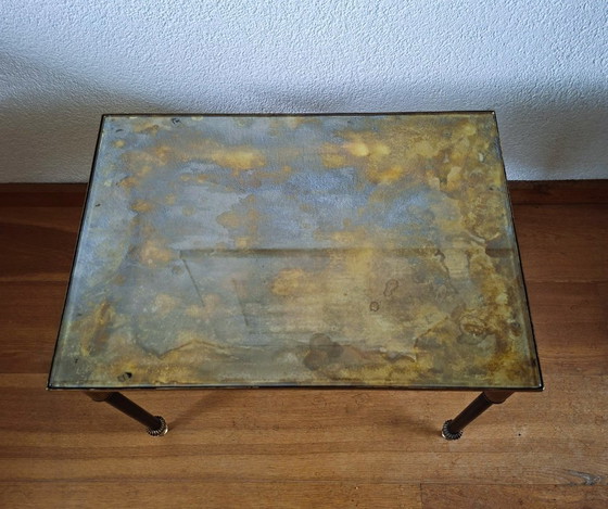 Image 1 of Vintage Maison Jansen style table nest in bronze and Verre Églomisé
