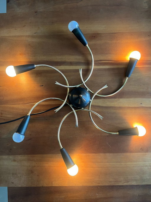 Seltene Propeller-/Sputnik-Deckenlampe aus den 1950er Jahren