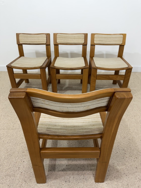 4 Vintage massief iepenhouten eetkamerstoelen jaren 70 – Wood (photo 11 of 12)