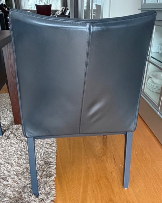 Image 1 of Elegante set van 6 leren eetkamer-/vergaderstoelen Wittmann