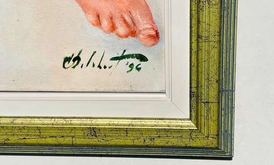 Image 1 of Olio di Camille Delahaut, Nudo ' Jill sdraiata ' Vintage