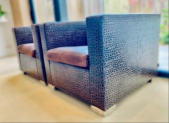 Image 1 of Minotti línea maleta estampado cocodrilo sillón lounge Rodolfo Dordoni años 90