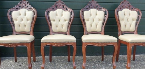 Image 1 of 4 barok eetkamer stoelen leder