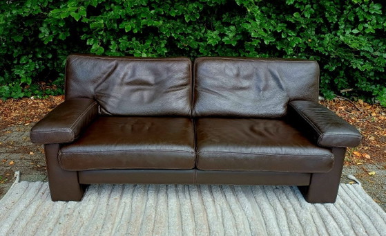 Image 1 of Durlet TESSIN designer sofa, dark brown leather 188cm